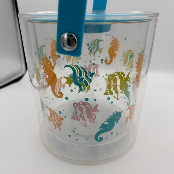 Retro Kmart Summer Picnic Acrylic Ice Bucket Fish Sea Life Tropical Beach - Picture 5 of 7